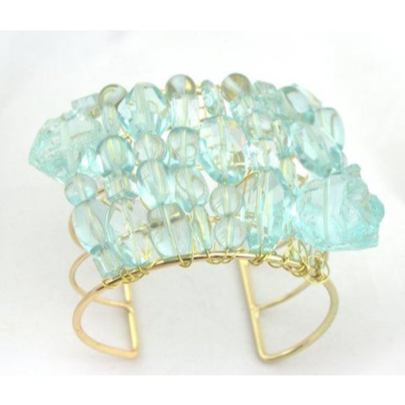 Sugar Gay Isber Swarovski Crystals Chunk Bold Cuff Handmade Contemporary Jewelry - Picture 3 of 6